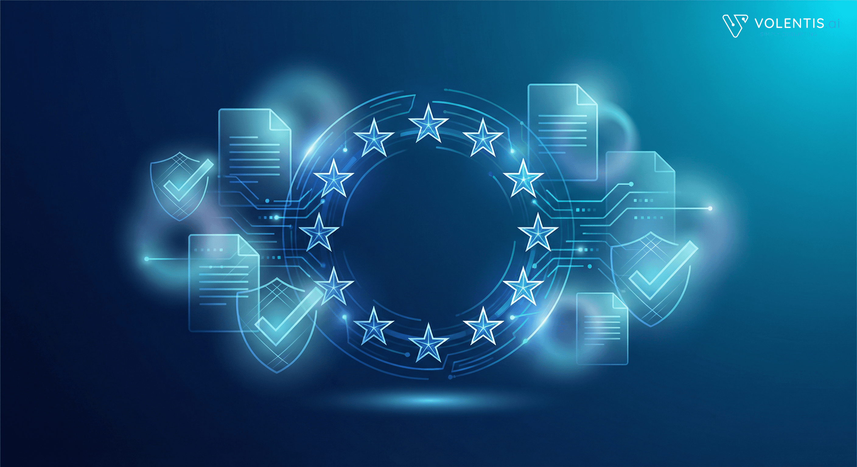 EU AI Act compliance visualization with European flag and AI elements